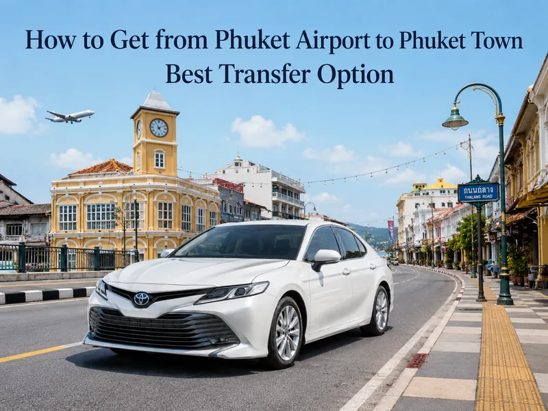Ways to travel from Phuket airport to Phuket Town: private car, bus, taxi, ride-hailing and rental car